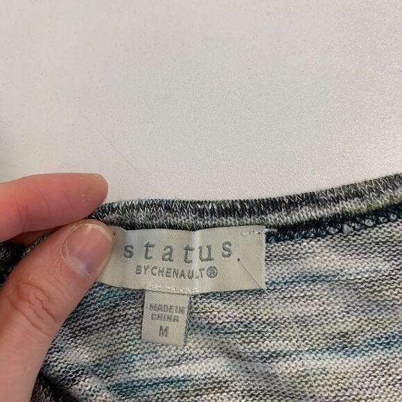 Status by Chenault Space Dye Top Womens M Medium Puff Sleeves Flare Sweater - Picture 8 of 11